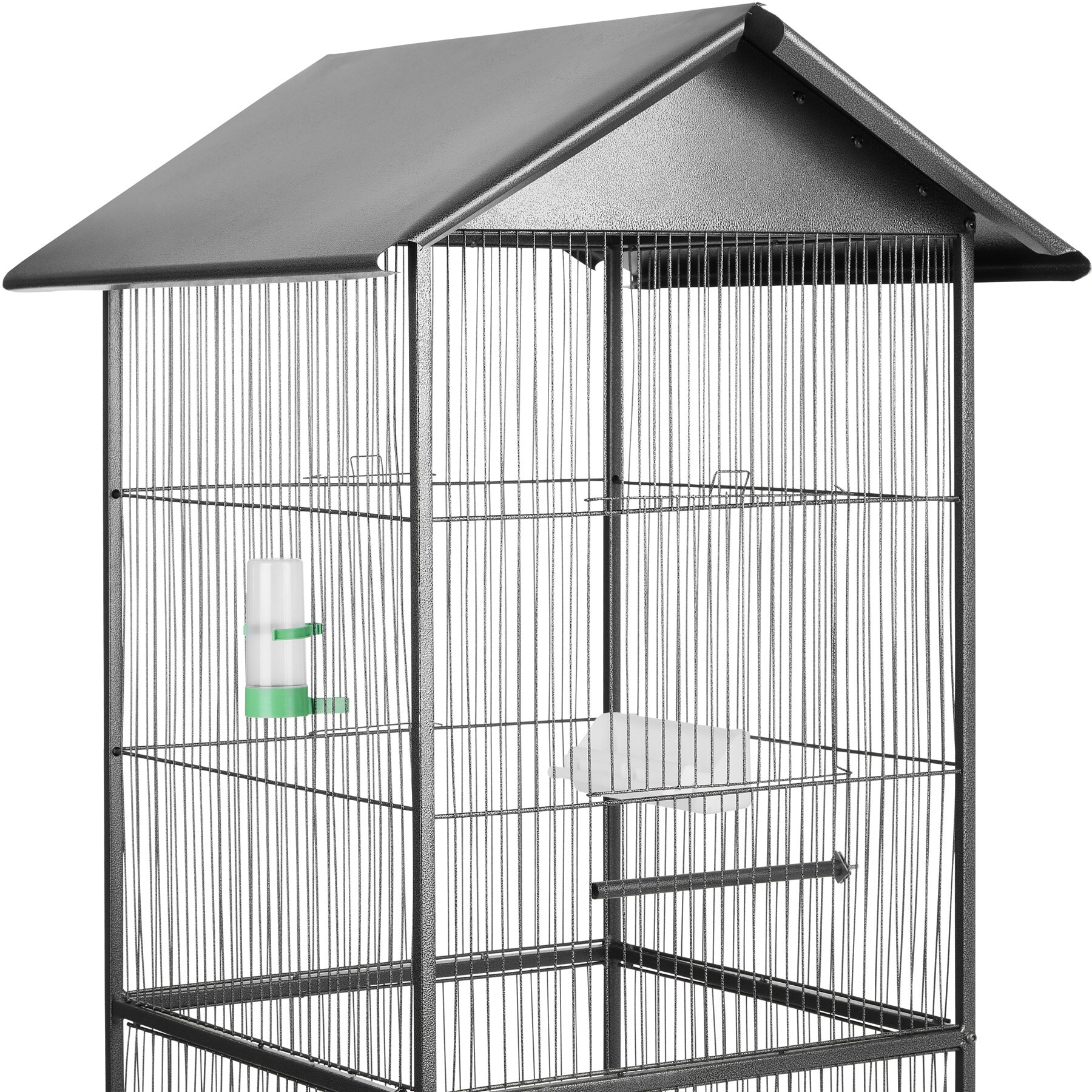 tectake® Vogelkäfig, in Hammerschlagoptik, 2 Schiebeöffnungen und geringer Gitterabstand, 52 x 52 x 162 cm