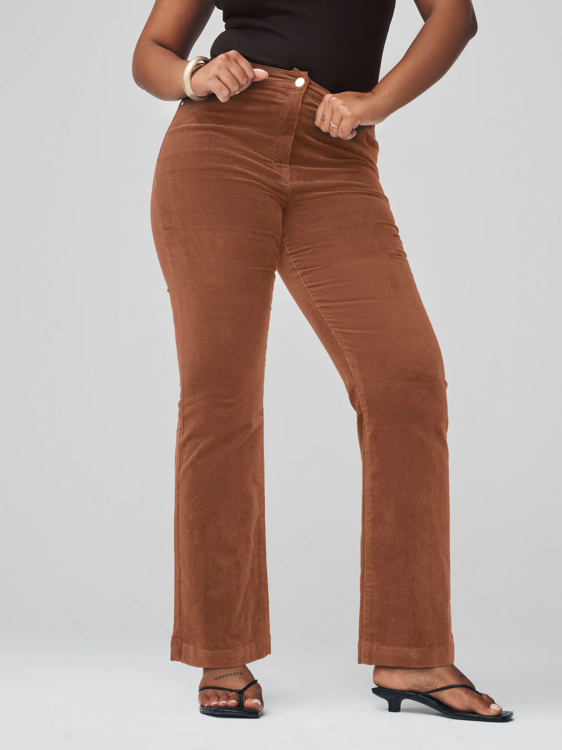 Lichtbruin - Corduroy Bootcut Hourglass Trousers