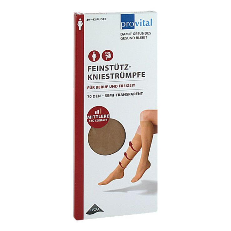 Provital 70 den Stützkniestrümpfe Größe 39 - 42 puder, 2 St