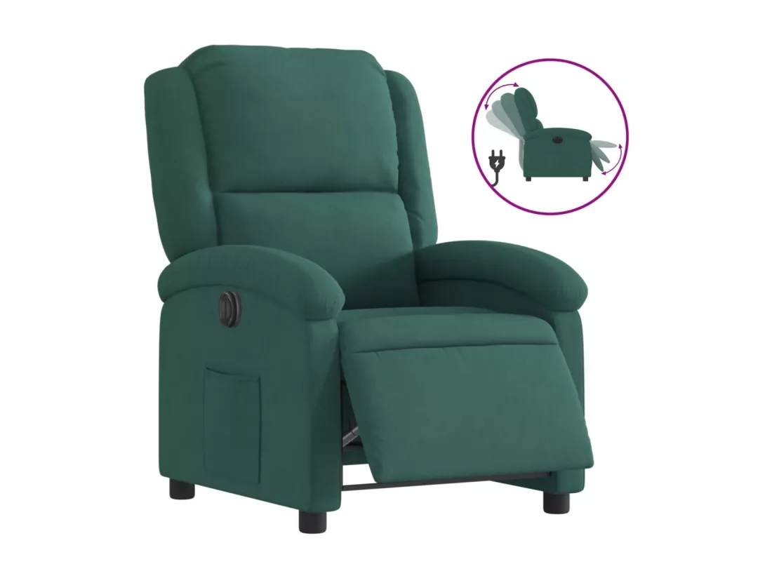 Fauteuil inclinable électrique vert foncé velours