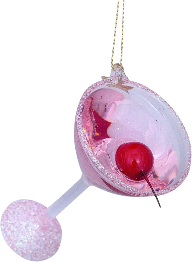Vondels Ornament glas pink cosmopolitan cocktail H8,5cm Pink
