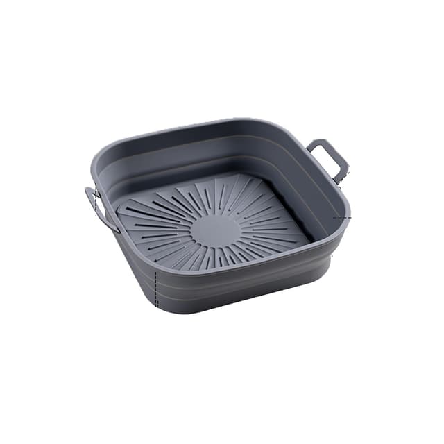 Sammenklappelig firkantet Air Fryer silikoneform 17,5 cm Grå
