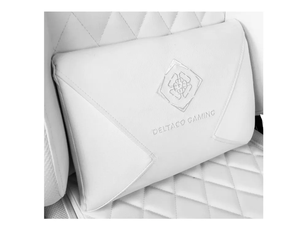 DELTACO GAMING GAM-080 - Spillestol - ergonomisk - armstøtter - T-formet - vippe - drejeled - kunstig læder - hvid, RGB