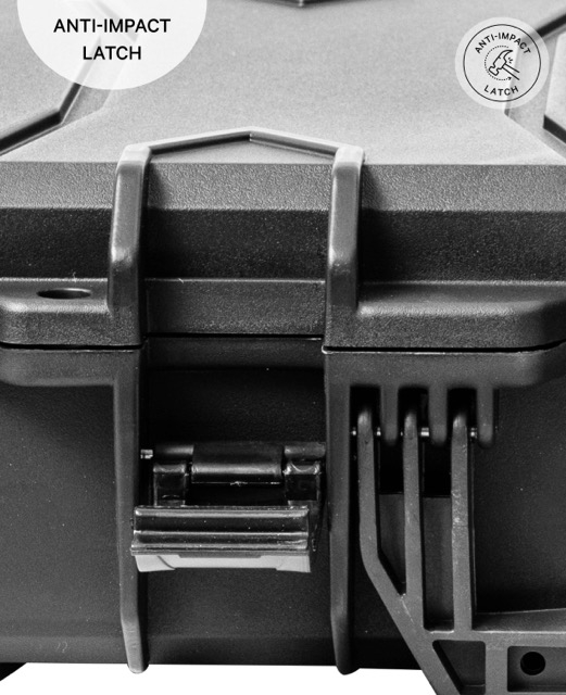 Schutzkoffer mit Anti-Schlag-Verriegelung und Abriebfesten Rädern (IP67) - Schwarz
