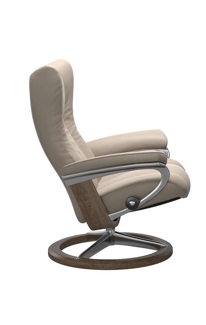 Stressless® Wing (M) Lenestol Hud Paloma Mushroom og Signature understell i røkt eik og alu