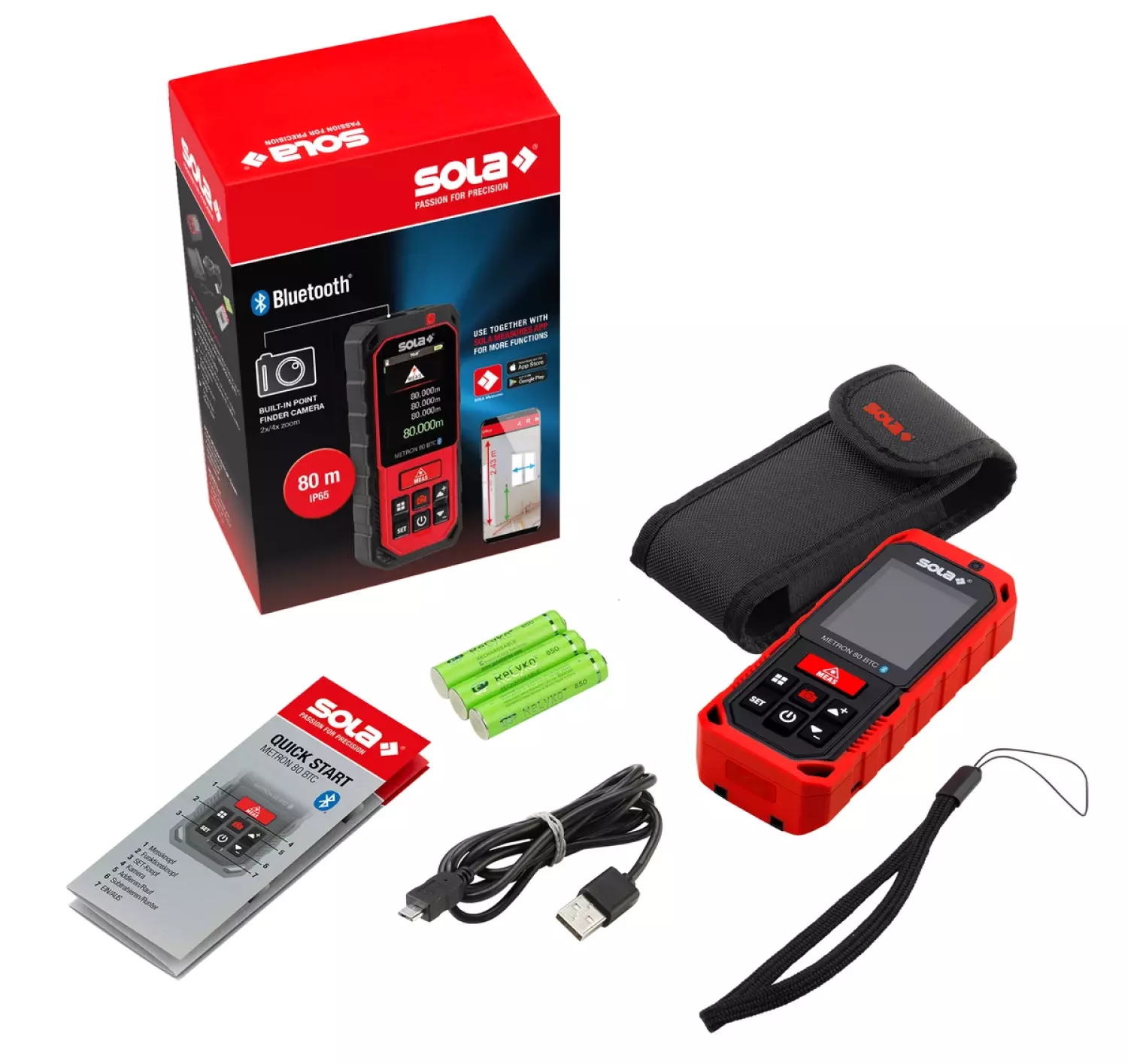 Sola METRON 80 BTC Laser afstandsmeter in tas - Bluetooth - 80m