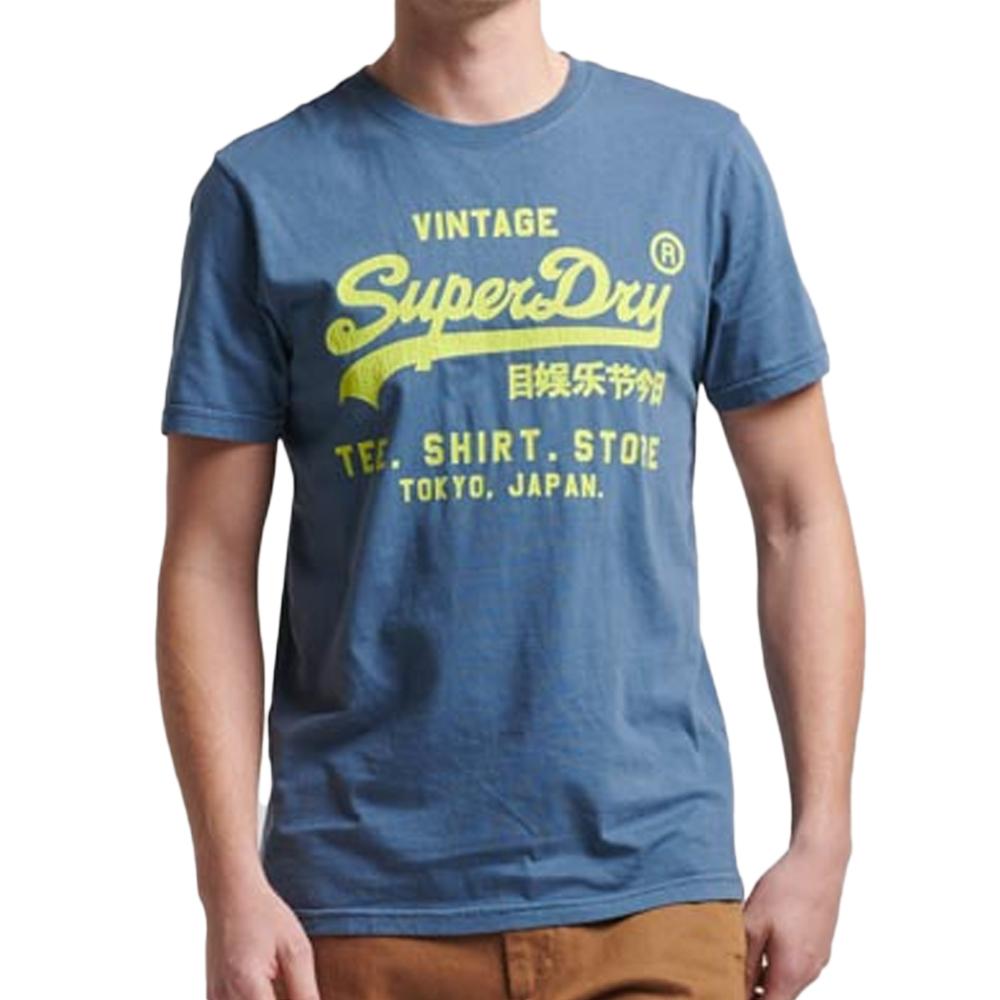 Superdry T-shirt Bleu Homme Superdry Neon Vl