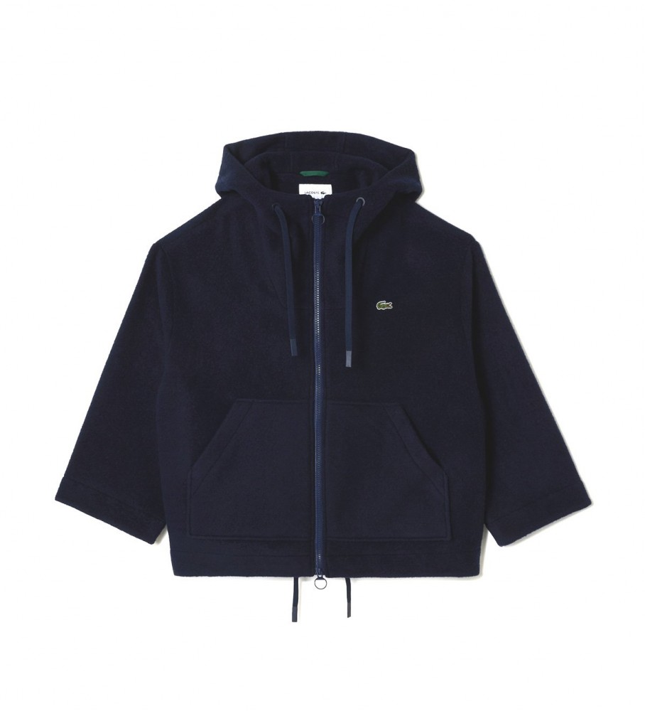 Casaco curto oversized Lacoste azul-marinho em lã reciclada