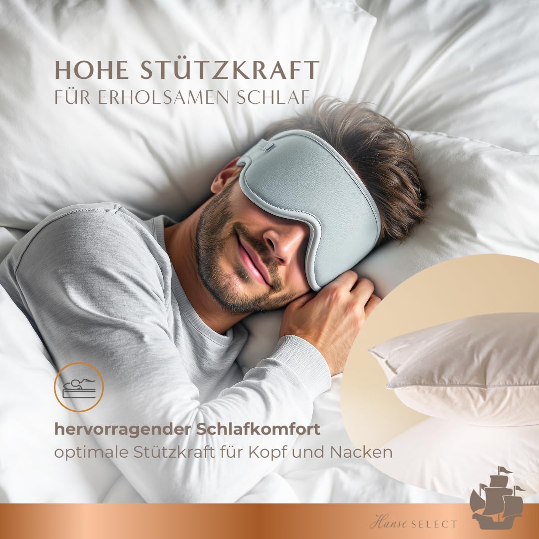 Hanse Select Kopfkissen federfrei 80x80 cm, hochwertiges Kopfkissen für weichen Schlafkomfort mit kombinierter Füllung aus Faserbällchen, waschbar bis 60°C & allergikergeeignet, Made in Germany
