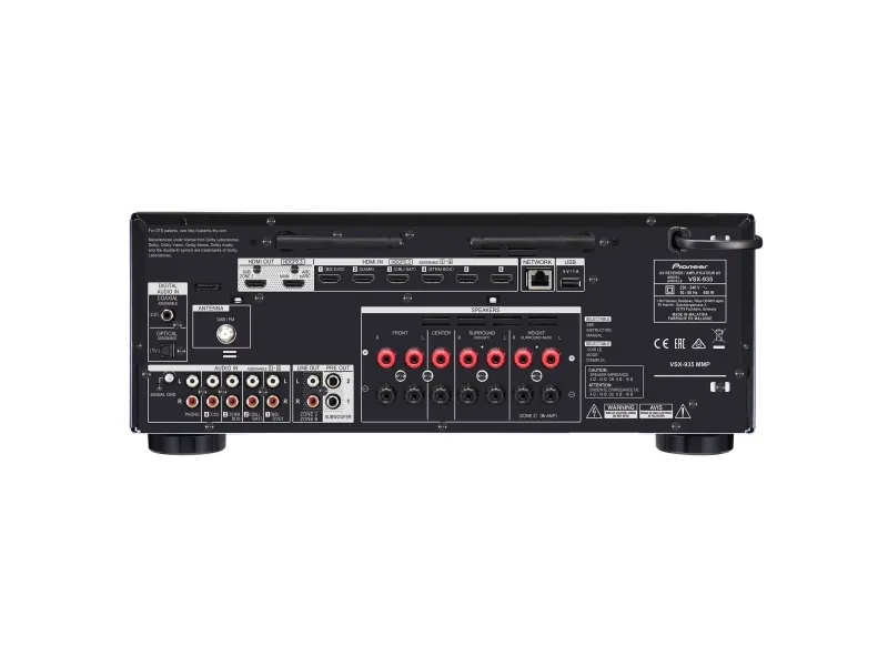 Pioneer VSX-935M2, 80 W, 7.2 kanaler, Surround, 165 W, 24-bit/192kHz, 20 - 20000 Hz