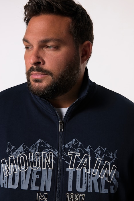 Men+ Sweatjacke, Stehkragen, Brustprint, bis 8 XL