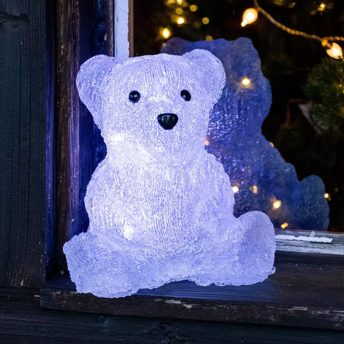 Ours lumineux à piles 16 LED (H20 cm) Paulo Blanc froid
