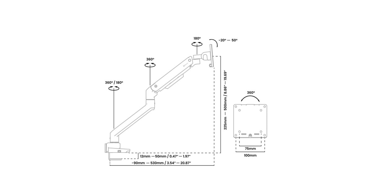 ArozziAlzare Neo Pro - Gas Spring Monitor Arm - White monitorarm  (Wit)