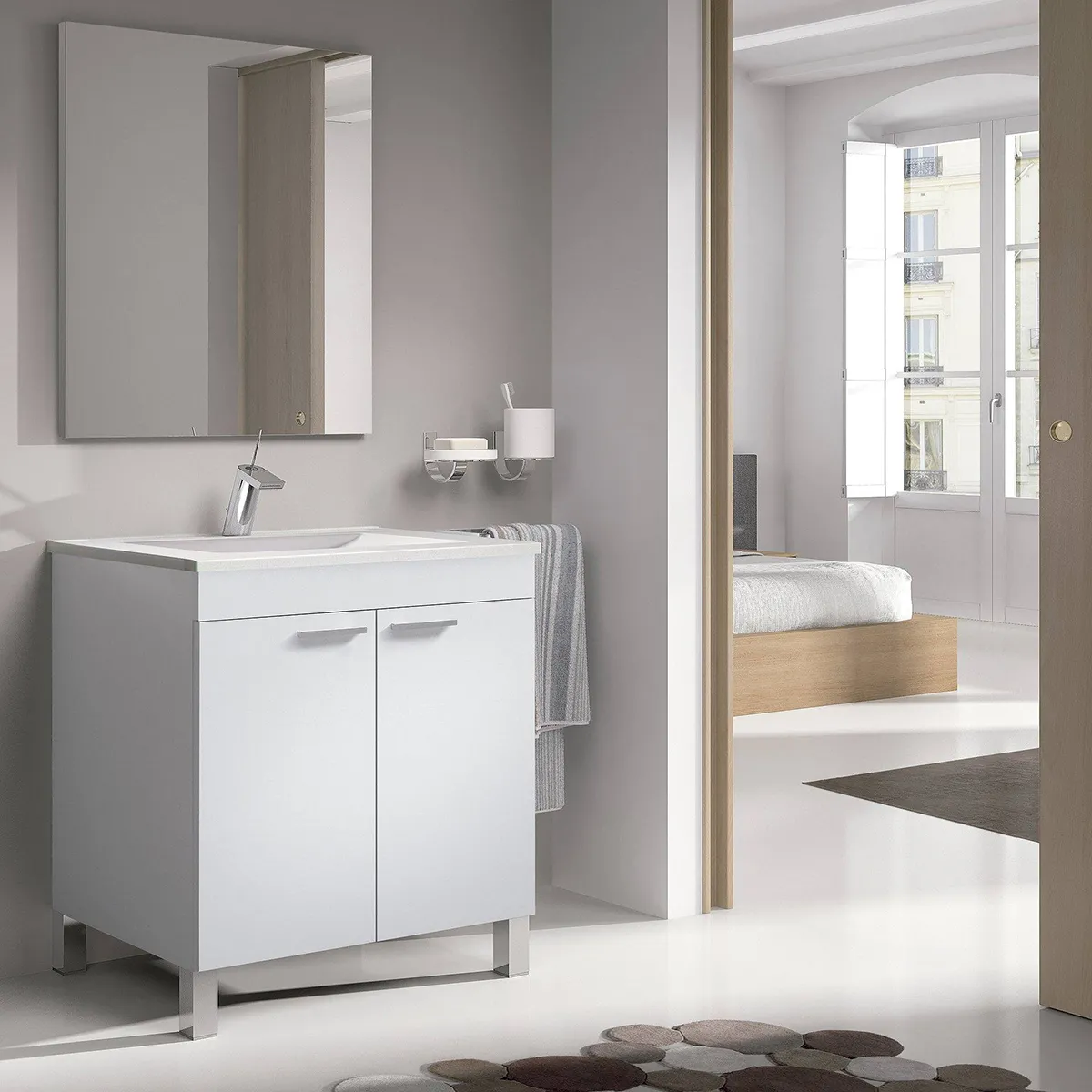 Pegane Meuble sous-vasque Blanc