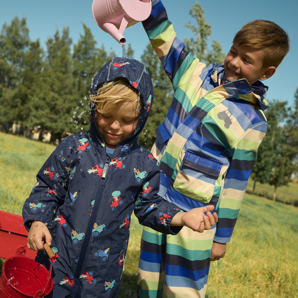 Topolino Jungen Regenjacke mit Streifen grün / blau