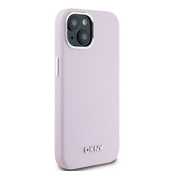 iPhone 15 MagSafe Silikon Hülle Case Metal Logo (DKHMP15LSMCHLP) - Rosa