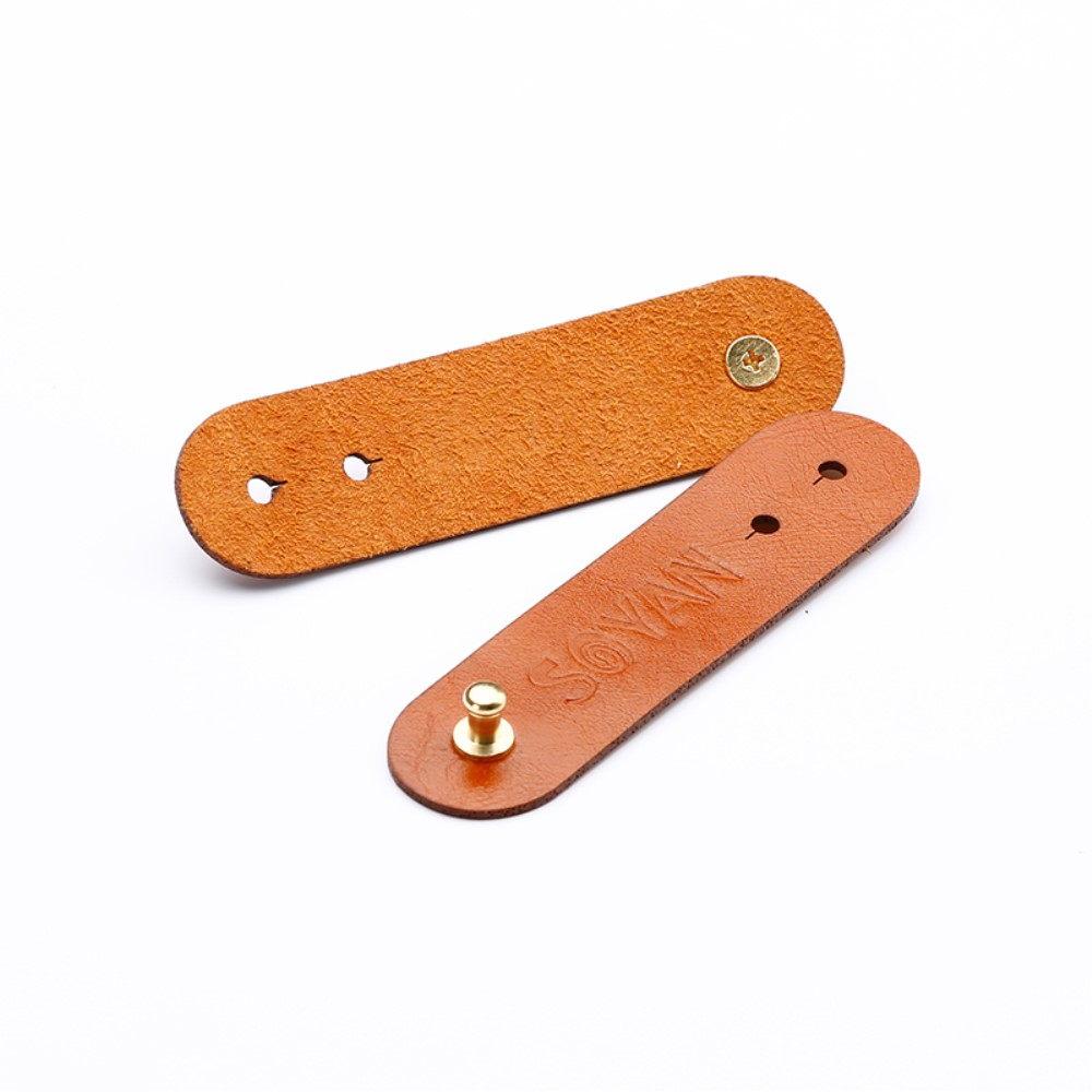 (3-tlg. Set) Leder Kabel Organizer Kabelbinder - Braun