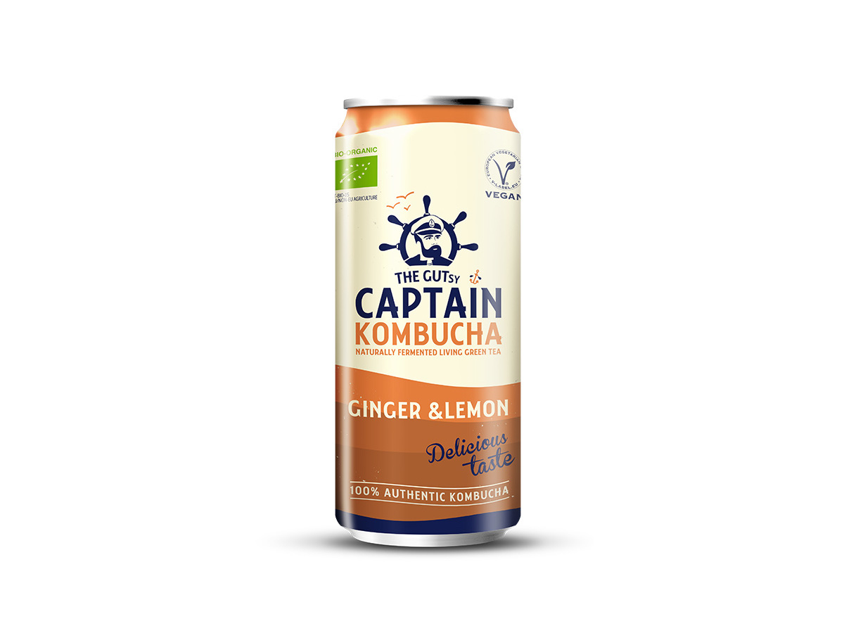 KOMBUCHA THE GUTSY CAPTAIN GENGIBRE LIMÃO BIO 250ML