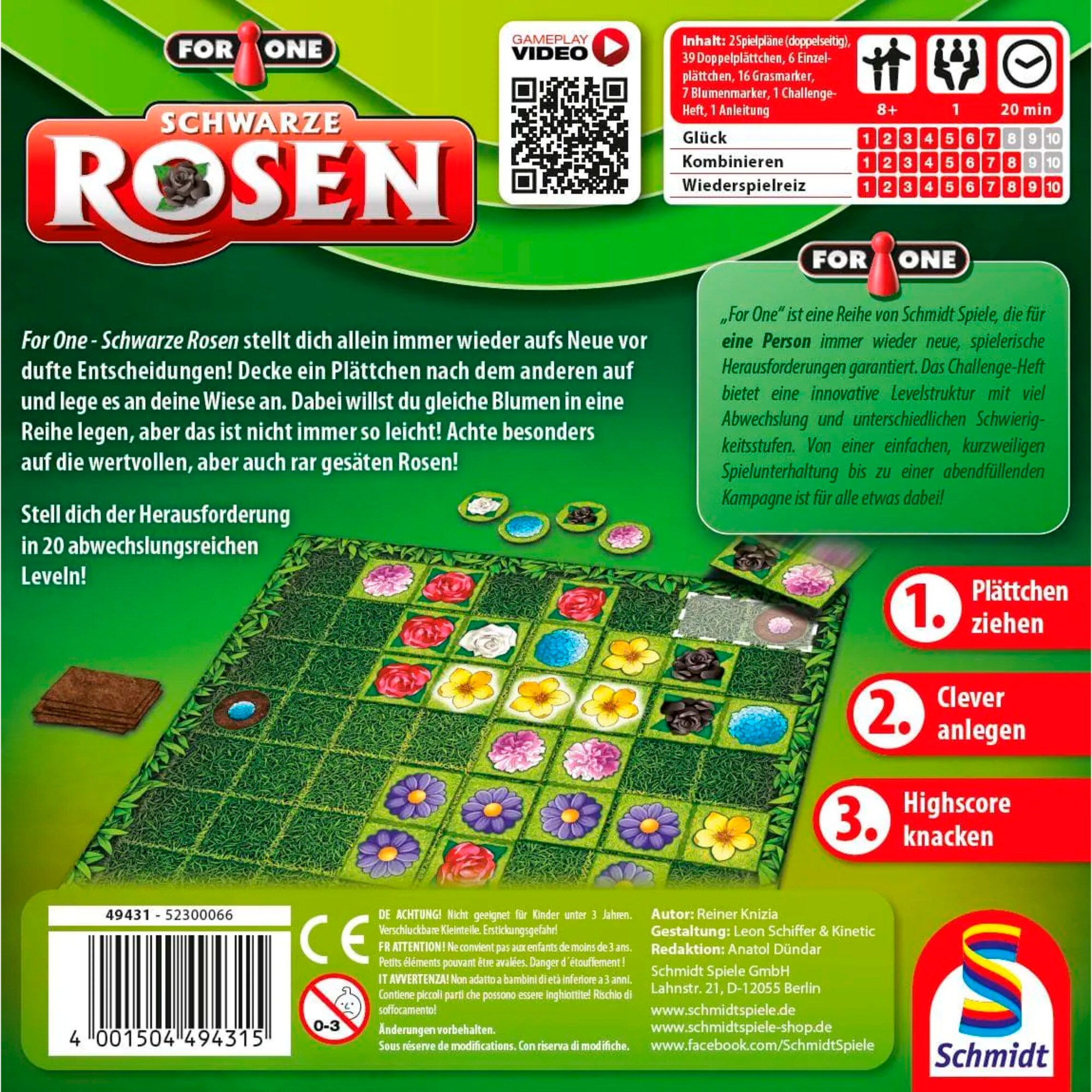 Schmidt Spiele Brettspiel For One - Schwarze Rosen