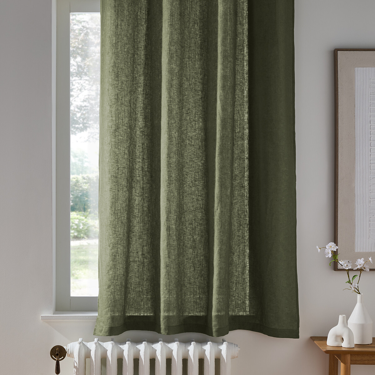 LA REDOUTE INTERIEURS<br>Cortina de linho lavado com ilhós, radiador, Onega