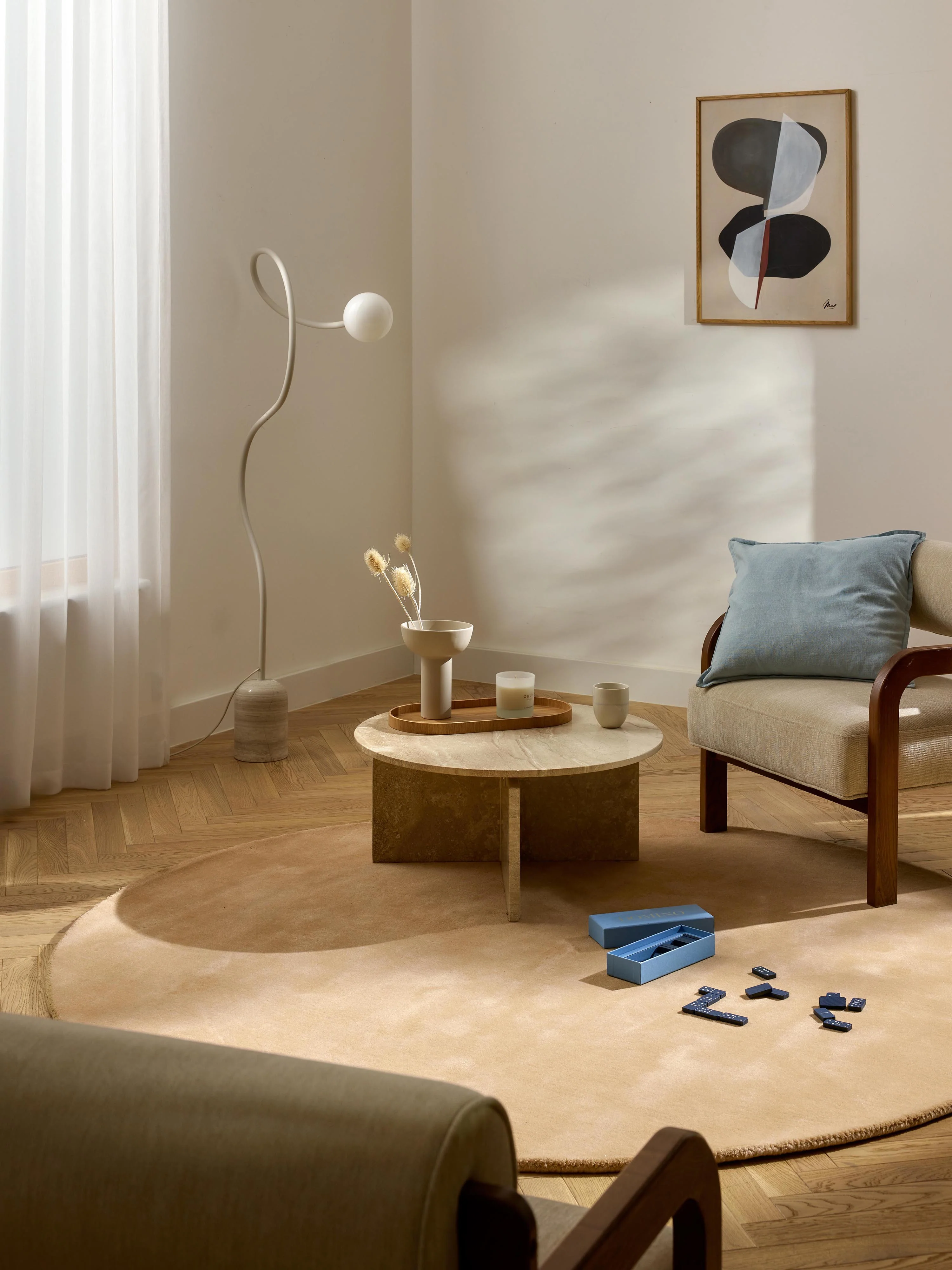 Rond wollen vloerkleed Zayne, handgeweven