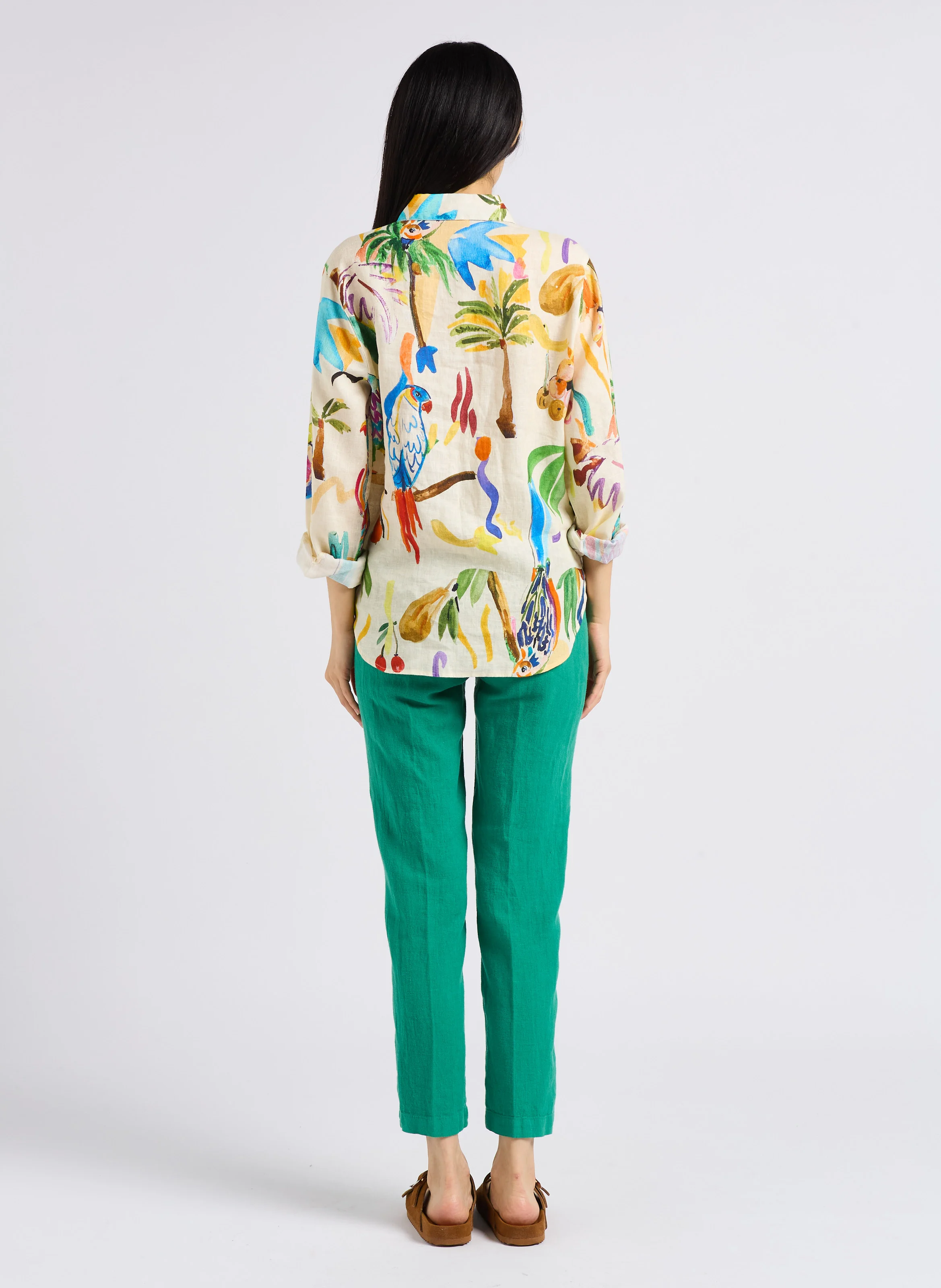 PERRUCHES - Chemise imprimée en lin| Multicolore