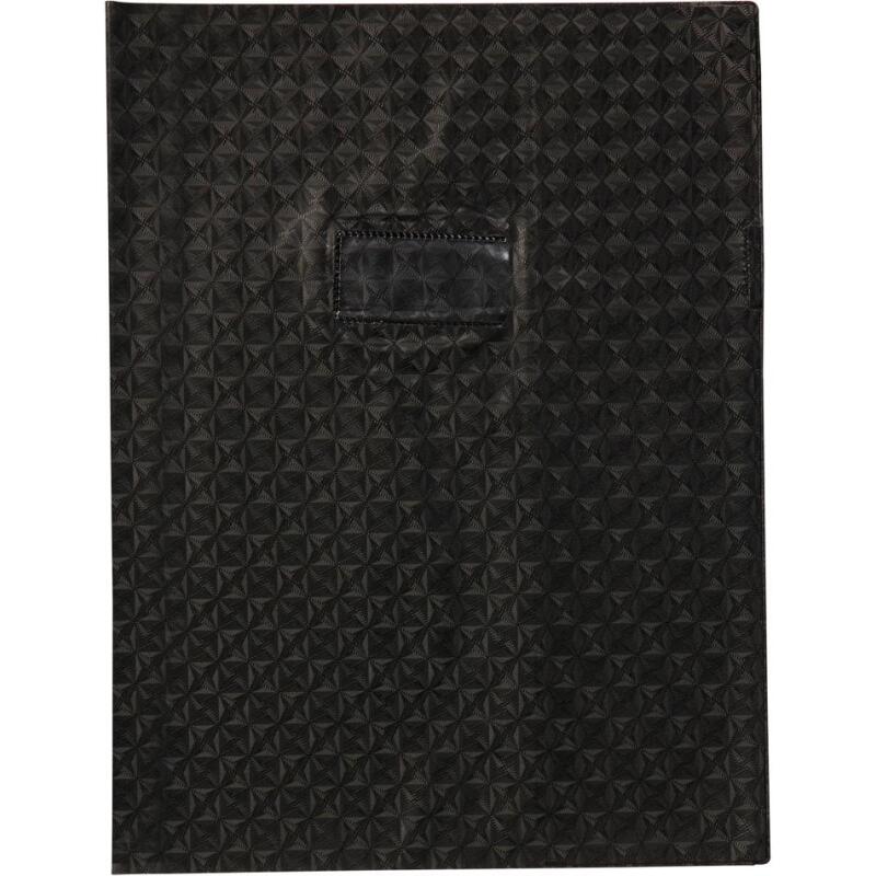 Protège-cahiers grain losange PVC 18/100ème avec porte-étiquette 24x32 cm