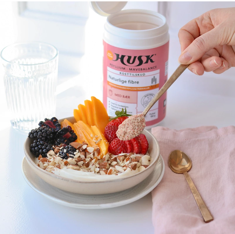 HUSK Psyllium Mavebalance Pulver Med Bær 150 gr.