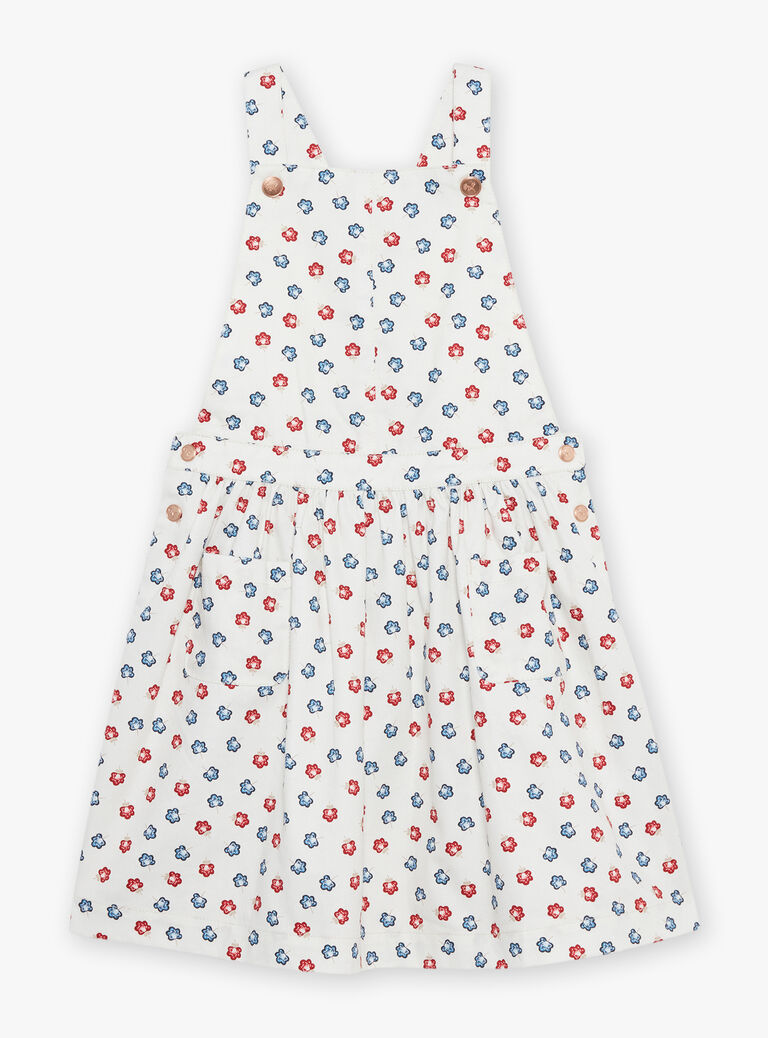 Robe salopette écrue fleuri