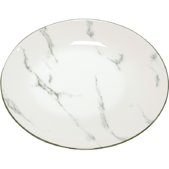 Oriental Ronde Bord Wit Grijs Marmer Streep Patroon Ø23cm