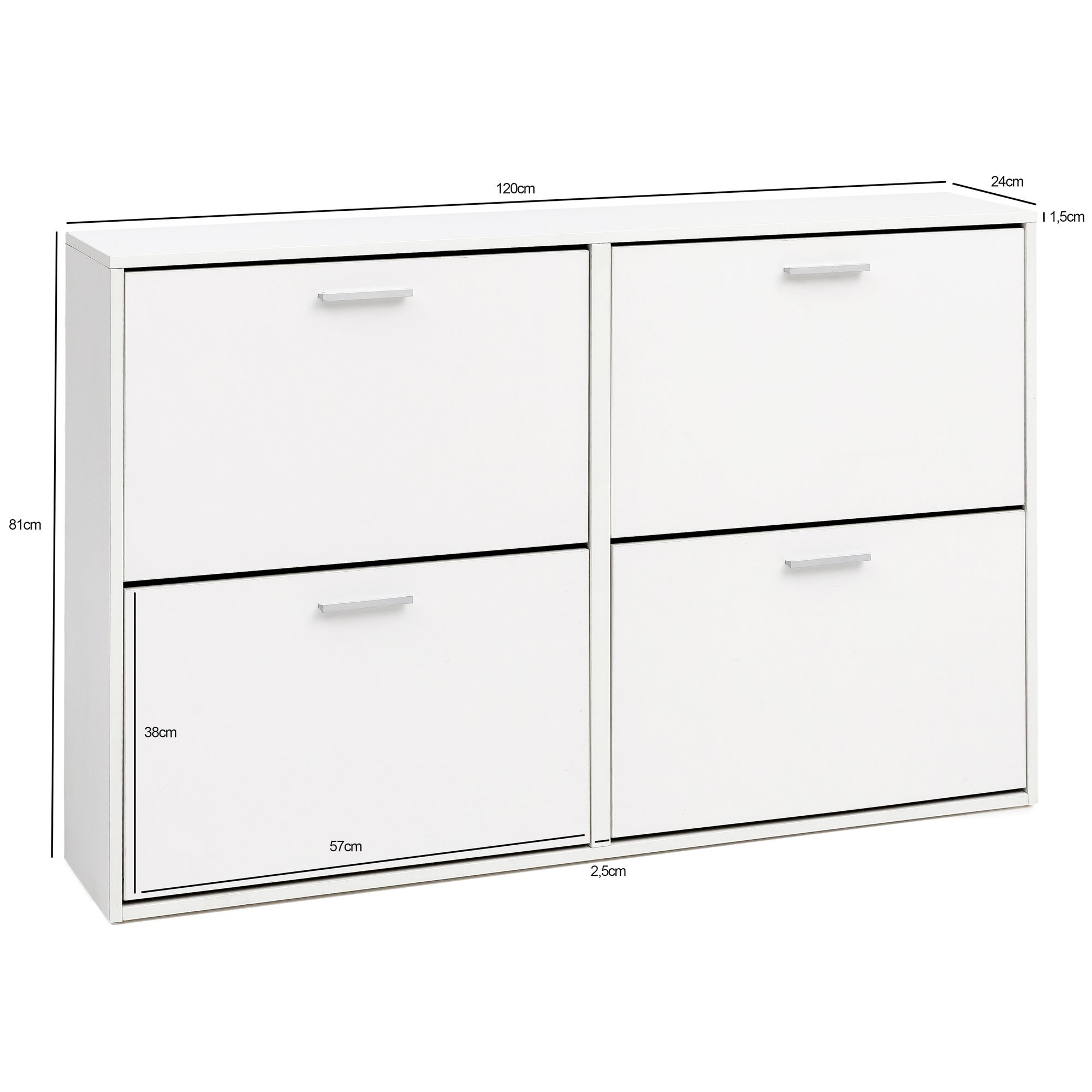 KADIMA DESIGN Schuhschrank NIDDA Holz: Zeitloses Design, große Ablagefläche, 4 Klapptüren, 8 Schuhablagen, einfacher Aufbau.
