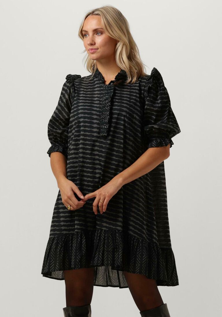 NEO NOIR zwarte neo noir mini jurk hani graphic dress