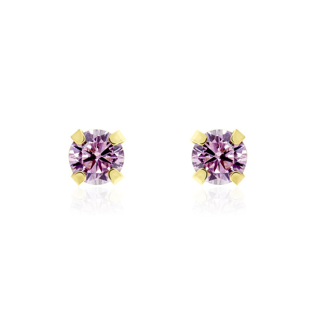 Boucles D'oreilles Puces Or Jaune Oxyde De Zirconium