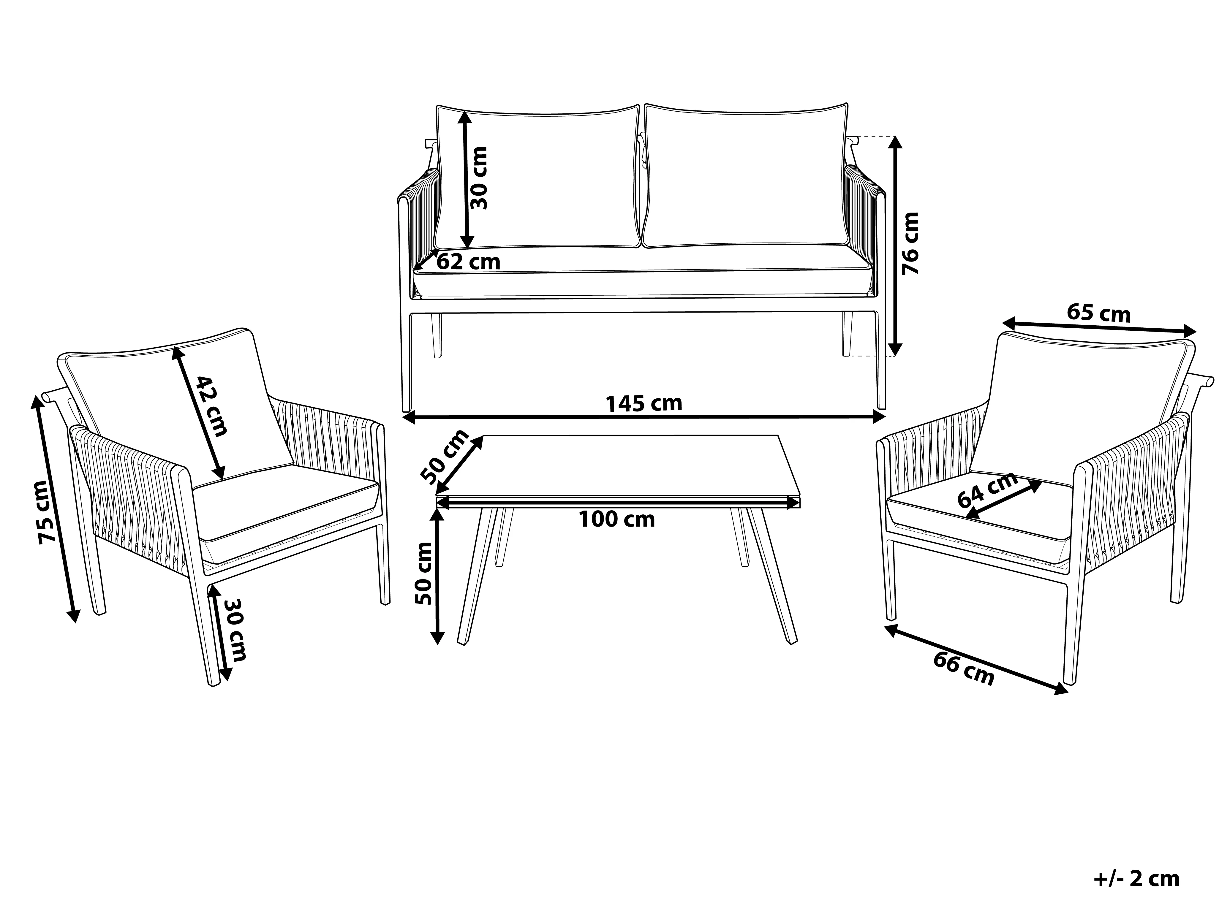 Loungeset met tafel 4-zits LATINA Metaal Grijs