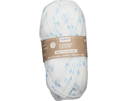 Babywol 100% acryl wit-blauwe stippen 50 g
