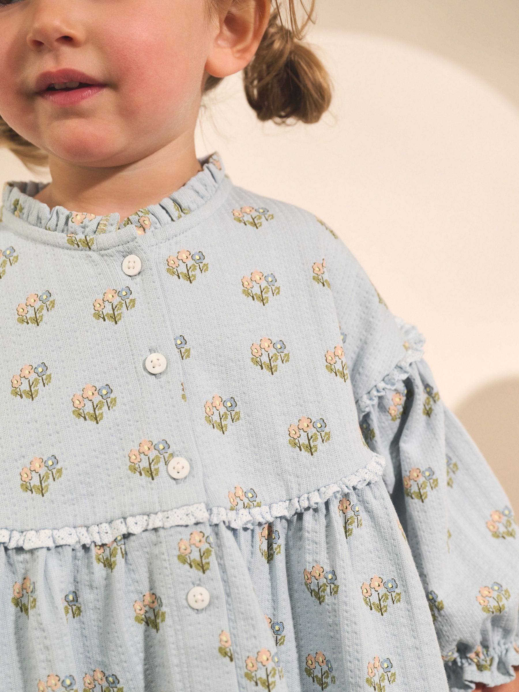 Blauw - Jurk met pofmouwen (3 mnd-7 jr)