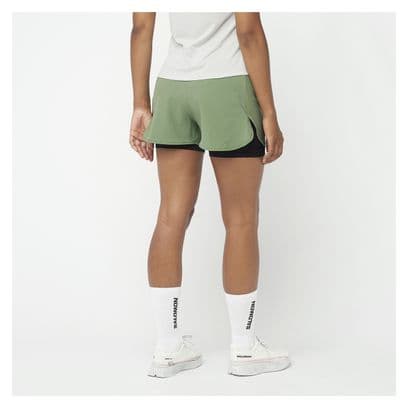 Short 2-en-1 Salomon Cross Vert Femme