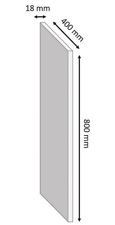 Tablette mélaminé blanc 40 x 80 cm, ép.1,8 cm