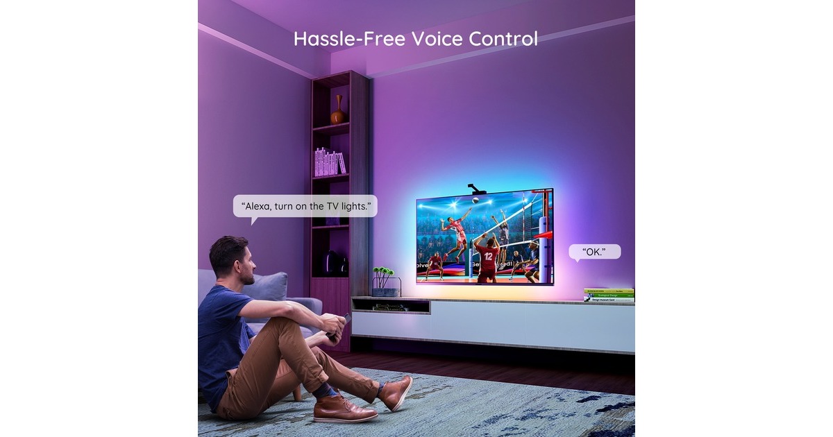 GoveeH6199 DreamView T1 TV achtergrondverlichting sfeerverlichting  (5 meter, RGBIC, Wifi, Bluetooth, voor 75 - 85 inch tv's)