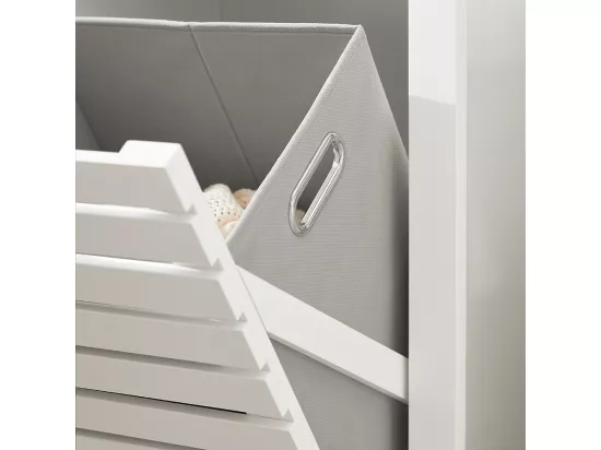 Meuble Bas De Salle De Bain Avec 1 Panier Corbeille À Linge Coffre À Linge, BZr67-w