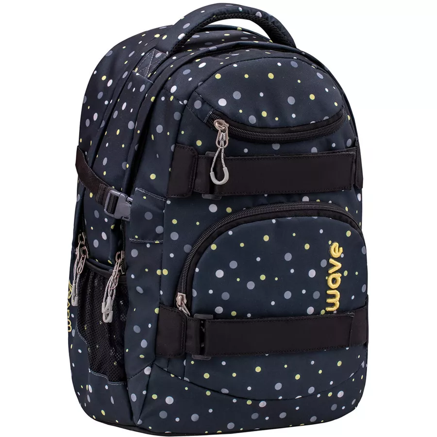 WAVE Rucksack Infinity Black and Yellow Dots