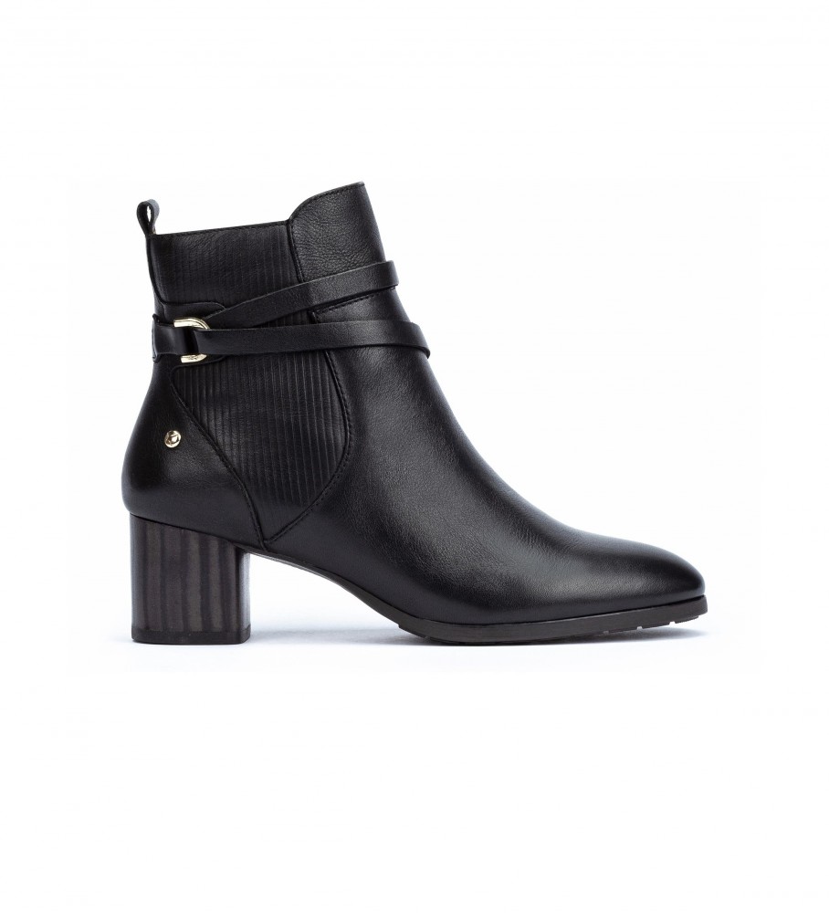 Botas de tornozelo Pikolinos Calafat W1Z-8841 em couro preto
