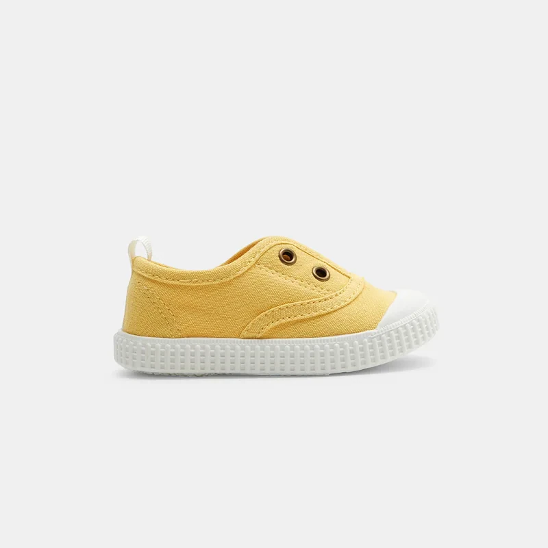 Tennis toile sans lacets jaunes bébé garçon Jaune