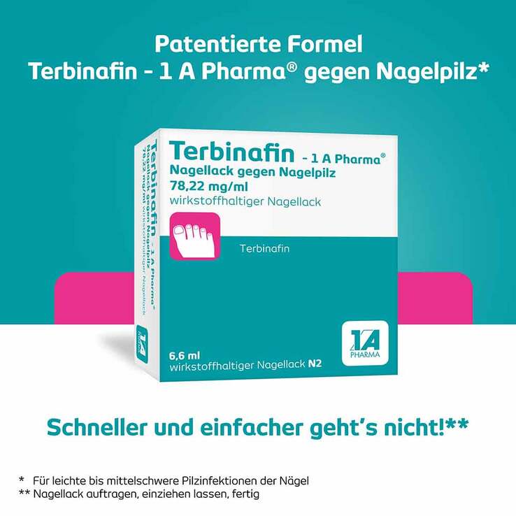 Terbinafin-1A Pharma Nagellack gegen Nagelpilz, 6.6 ml