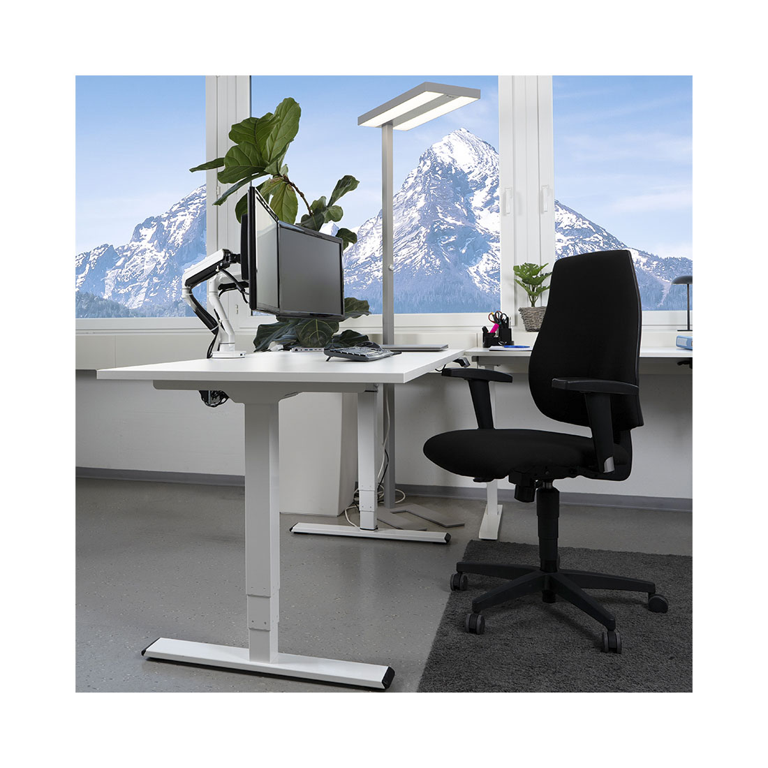CONTINI höhenverstellbarer Bürotisch 180 x 80 cm weiss / Gestell weiss