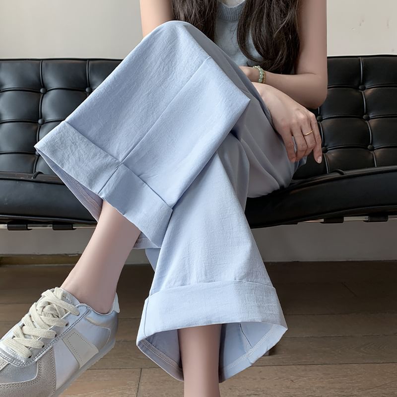 Luminato - Hoge taille effen cropped wijde broek