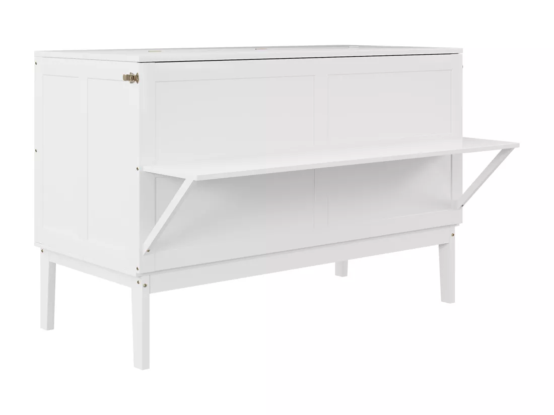 Lit escamotable vertical 140 x 200 cm - Bois MDF - Sommier à lattes - Blanc