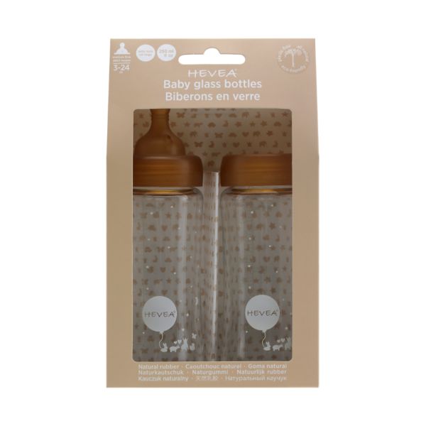 Hevea Medium Flow Kit Glazen Fles 250 ml 2 Stuks