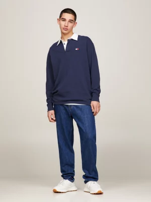 Camisa de rugby oversized com emblema Terry