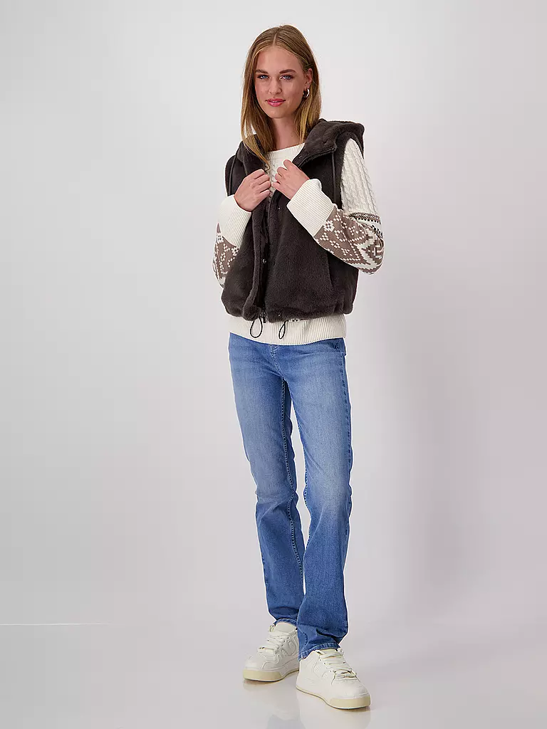 MONARI Gilet in Felloptik braun